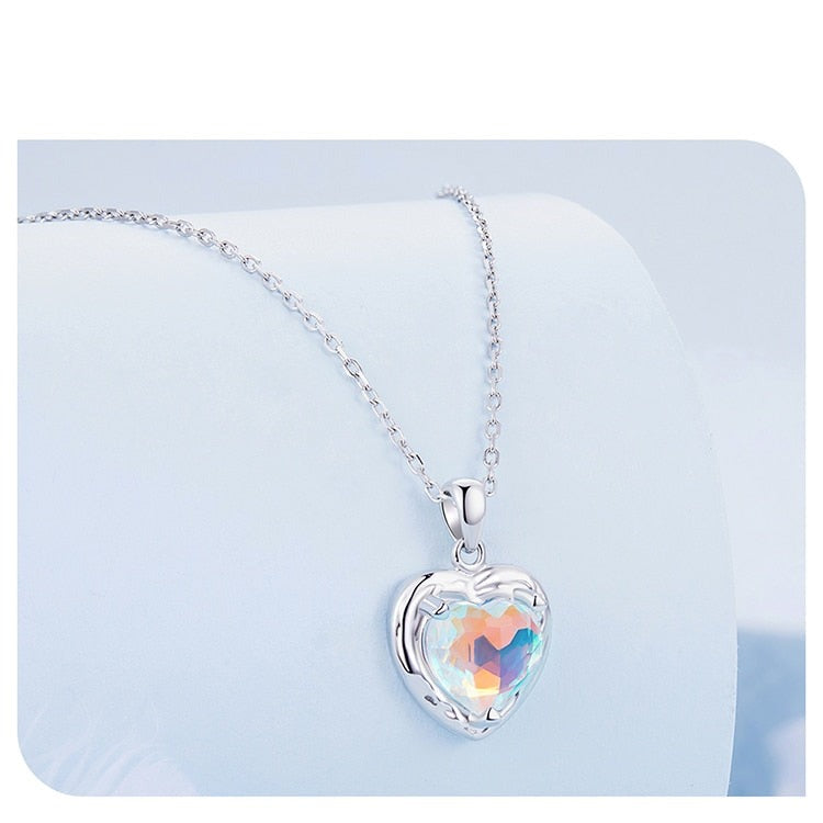 Sterling Silver Heart Glass Necklace