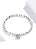 Sterling Silver Bead Chain Zircon Heart Bracelet