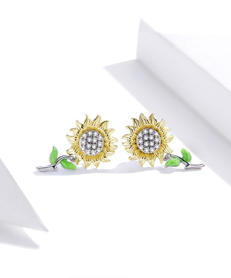 925 Sterling Silver Sunflower Earrings