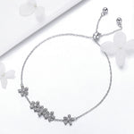 925 Sterling Silver CZ Daisies Bracelet