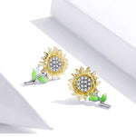 925 Sterling Silver Sunflower Earrings