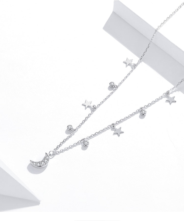 Sterling Silver Star & Moon Necklace