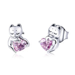 Sterling Silver Cute Animal Stud Earrings