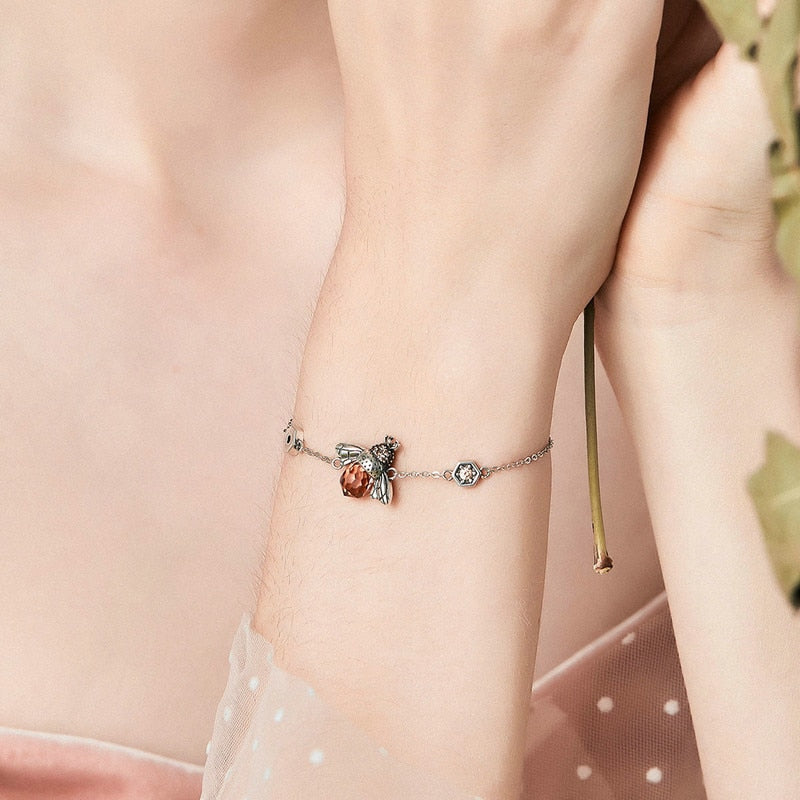 925 Sterling Silver Cute Bee Bracelet