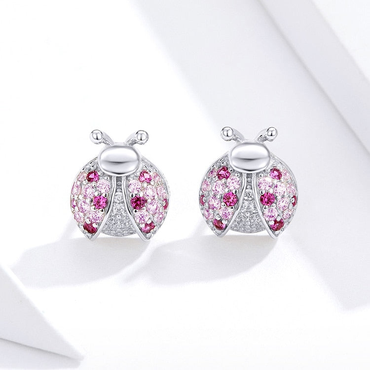 925 Sterling Silver Ladybug Earrings