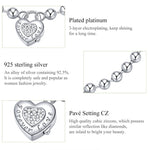 Sterling Silver Bead Chain Zircon Heart Bracelet