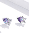 Sterling Silver CZ Colorful Fish Earrings