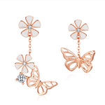 Sterling Silver Gold Butterfly & Rose Jewelry Set