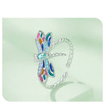 Sterling Silver Dragonfly & Earrings Adjustable Ring