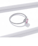 Sterling Sliver Pink Love Zircon Ring