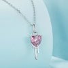 Sterling Silver Pink Heart Zircon Adjustable Necklace