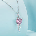 Sterling Silver Pink Heart Zircon Adjustable Necklace