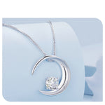 Sterling Silver Moon Zircon Adjustable Necklace