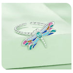 Sterling Silver Dragonfly & Earrings Adjustable Ring