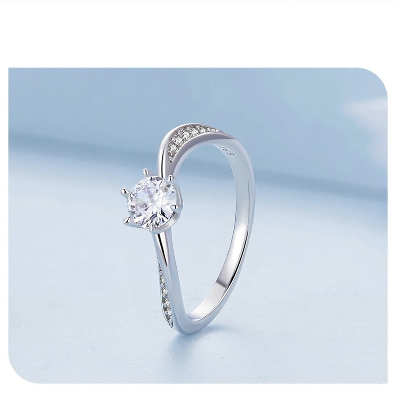 Sterling Silver Prong Zircon Promise Ring