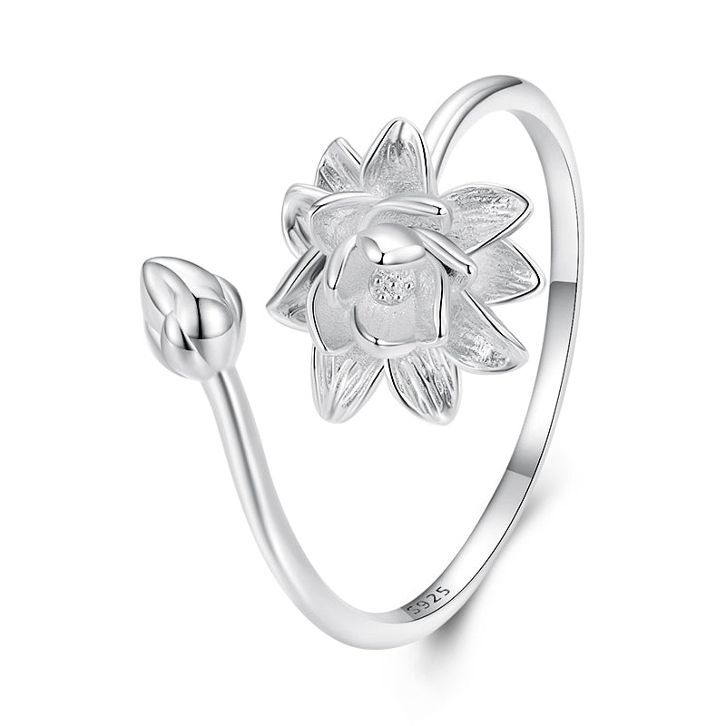 Sterling Silver Flower Open Ring