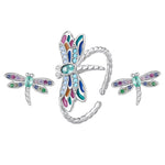 Sterling Silver Dragonfly & Earrings Adjustable Ring