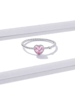 Sterling Sliver Pink Love Zircon Ring