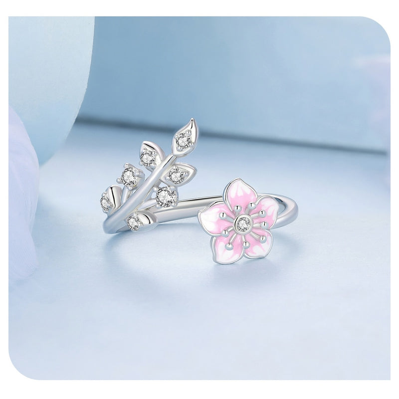 Sterling Silver Flower Open Ring