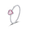 Sterling Sliver Pink Love Zircon Ring