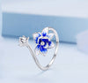 Sterling Silver Flower Open Ring