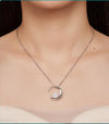 Sterling Silver Moon Zircon Adjustable Necklace