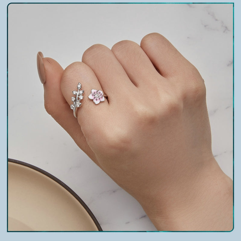 Sterling Silver Flower Open Ring