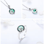 925 Sterling Silver Fairy Green Zircon Necklace