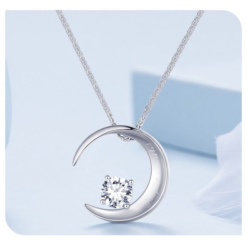 Sterling Silver Moon Zircon Adjustable Necklace