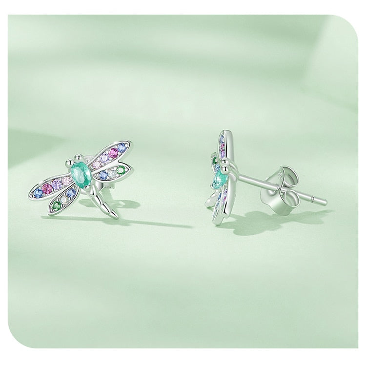 Sterling Silver Dragonfly & Earrings Adjustable Ring