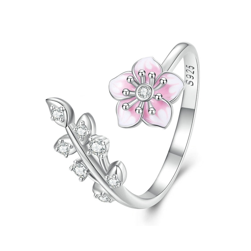 Sterling Silver Flower Open Ring