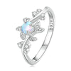 925 Sterling Silver Vine Opal Leaf Zircon Ring