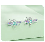 Sterling Silver Dragonfly & Earrings Adjustable Ring