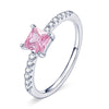 Sterling Sliver Pink Love Zircon Ring