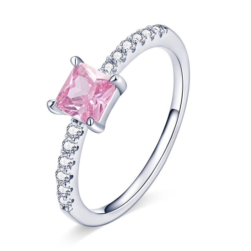 Sterling Sliver Pink Love Zircon Ring