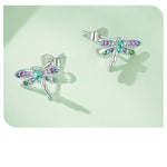 Sterling Silver Dragonfly & Earrings Adjustable Ring