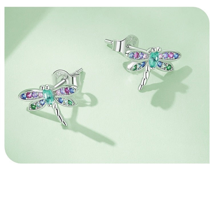 Sterling Silver Dragonfly & Earrings Adjustable Ring