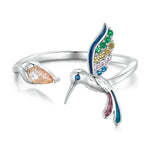 Sterling Silver Colorful Hummingbird Jewelry Set