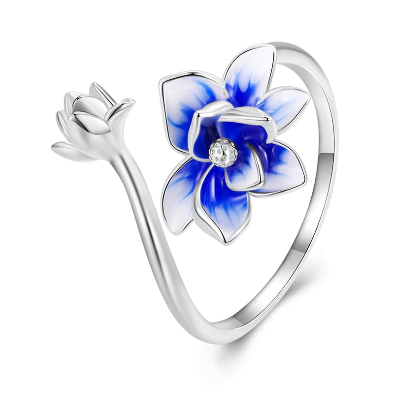 Sterling Silver Flower Open Ring