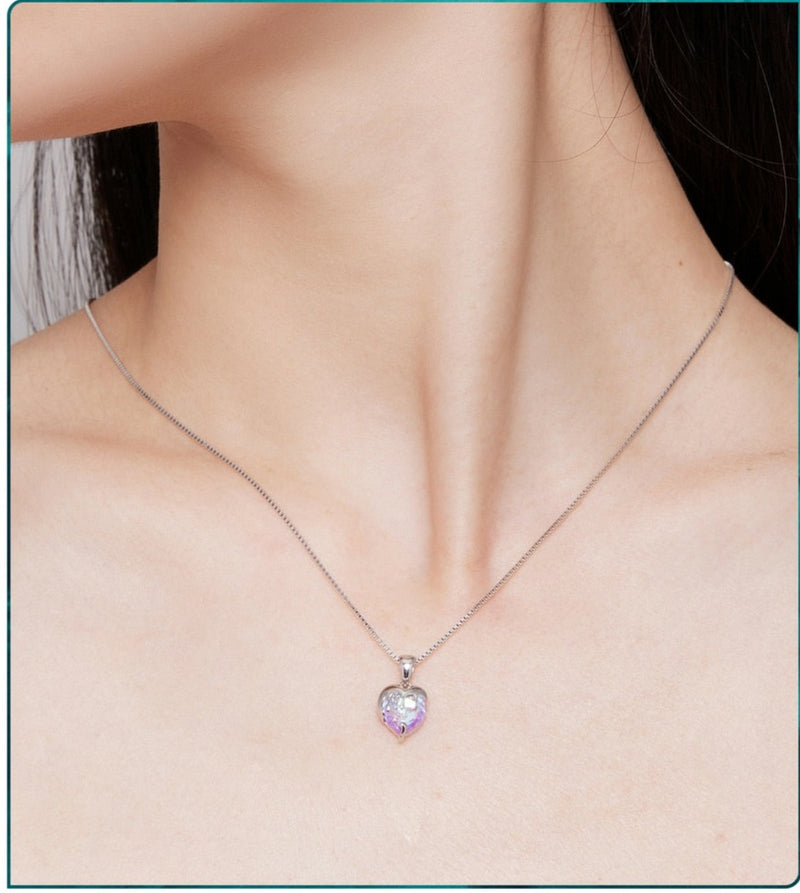 Sterling Silver Melting Purple Heart Necklace