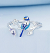 925 Sterling Silver Bird & Flower Open Ring